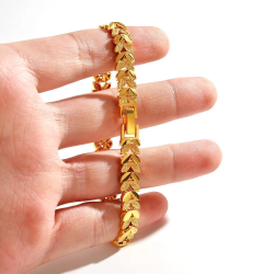 AU999 gold bracelet watch button women's watch chain European and American fashion simple 24K real gold wrist chain jewelry