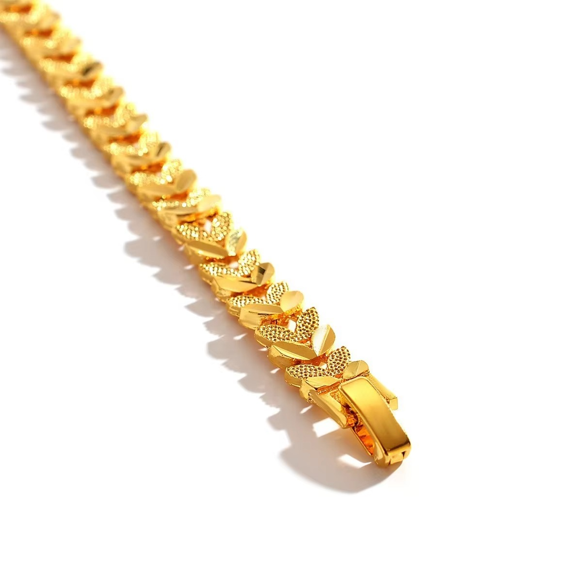 AU999 gold bracelet watch button women's watch chain European and American fashion simple 24K real gold wrist chain jewelry