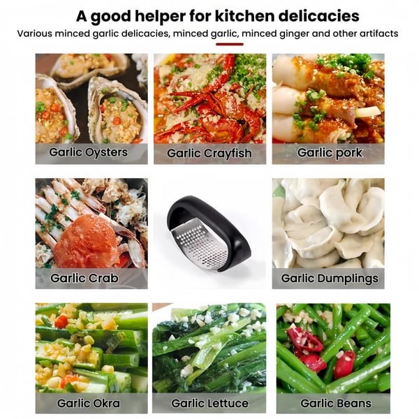 RockPress™ Stainless Steel Garlic Crusher – Easy Rocking Mincer