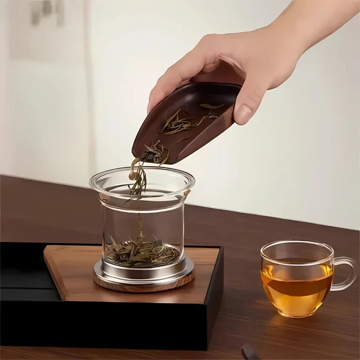 Harmony™ Water Separation Glass Teapot – Magnetic Switch Tea Brewer with Wooden Handle