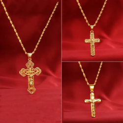 High - Quality 24K AU9999 Gold Cross Necklace for Men & Women, 45cm Long, Fashion - forward