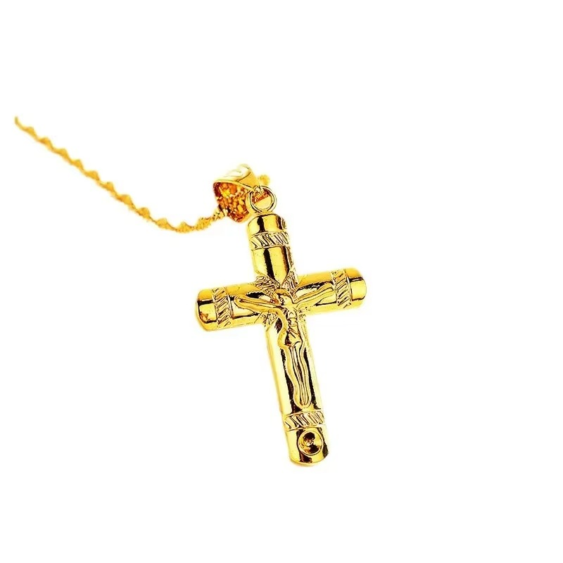 High - Quality 24K AU9999 Gold Cross Necklace for Men & Women, 45cm Long, Fashion - forward