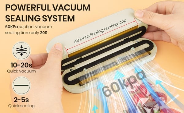 VacuoMini™ 3-in-1 Handheld Vacuum Sealer – Rechargeable Food Freshness System``
