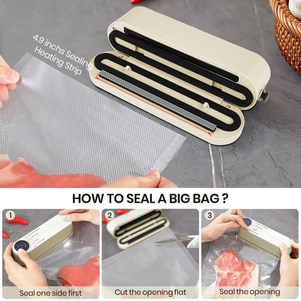 VacuoMini™ 3-in-1 Handheld Vacuum Sealer – Rechargeable Food Freshness System``