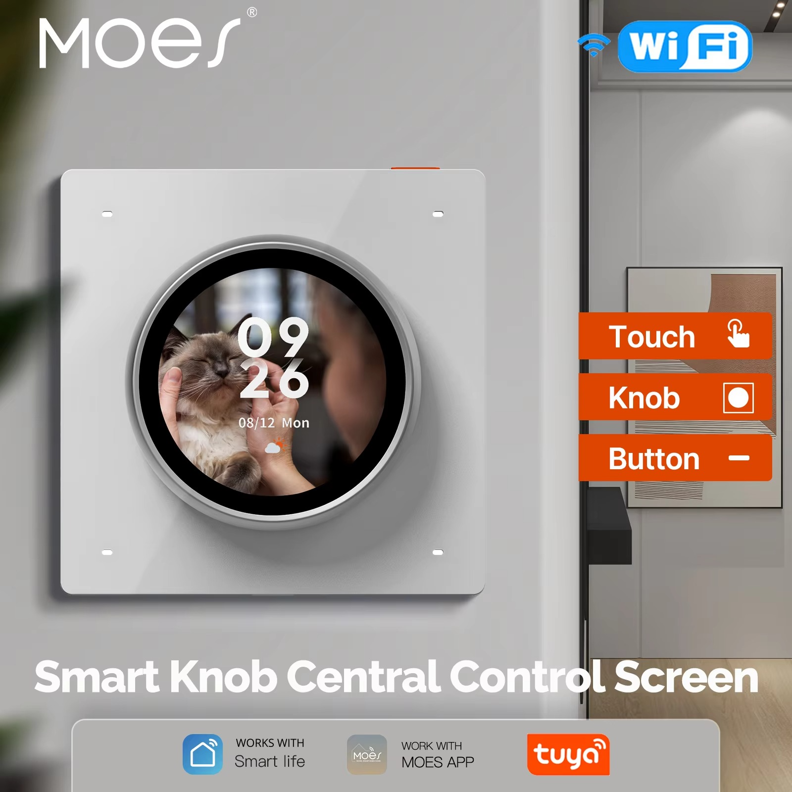 MOES Tuya WiFi Smart Knob Central Control Screen Touch Rotate 3 Relays 4 Buttons Programmable Scene Switch
