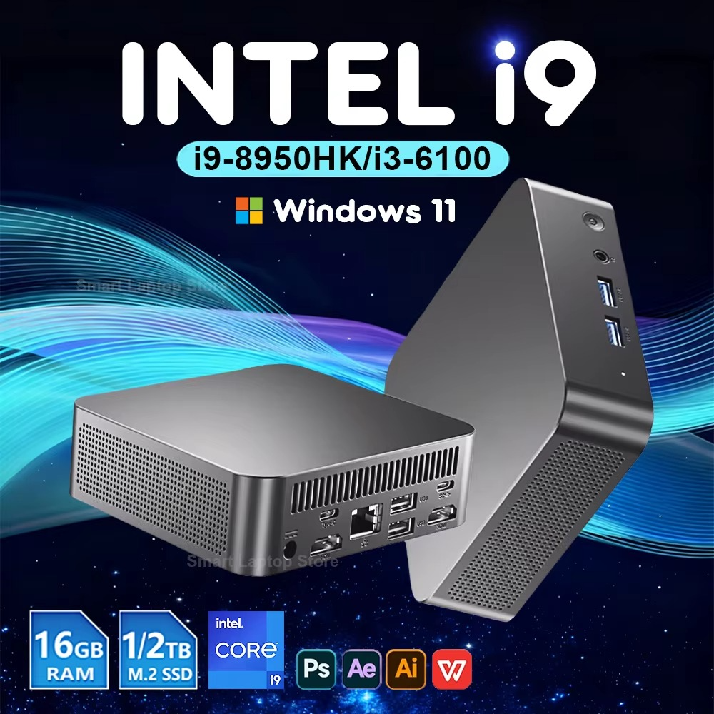 2025 Windows 11 Intel Core i9 8950HK Desktop PC i3 6100 Pocket Computer 16GB RAM 1TB 2TB SSD M.2 minipc 60Hz 1000M Ethernet