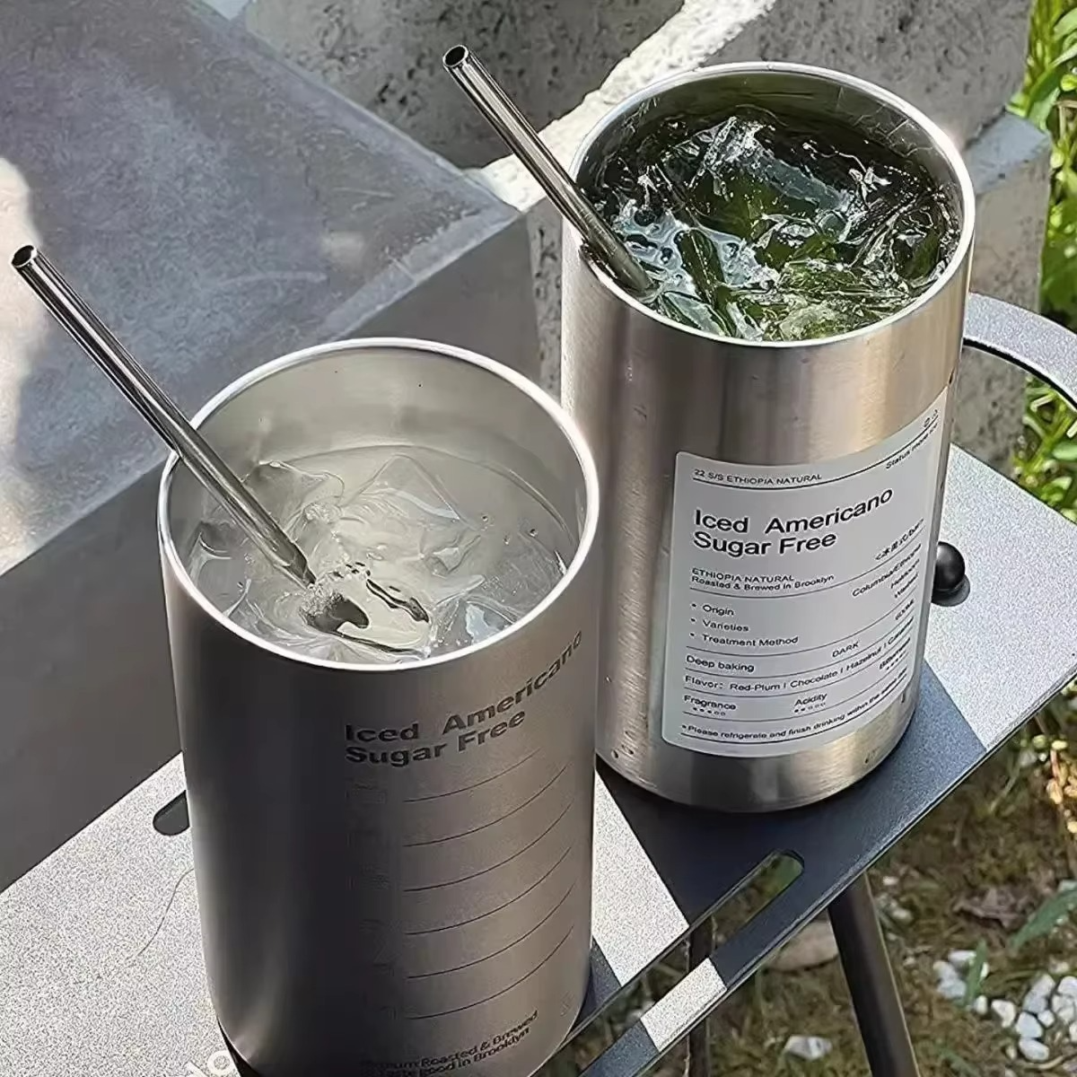 Thermos Cup Portable 304 Stainless Steel Coffee Mug Thermal Leak-proof Water Bottle with Straw Insulated Bottle Drinkware