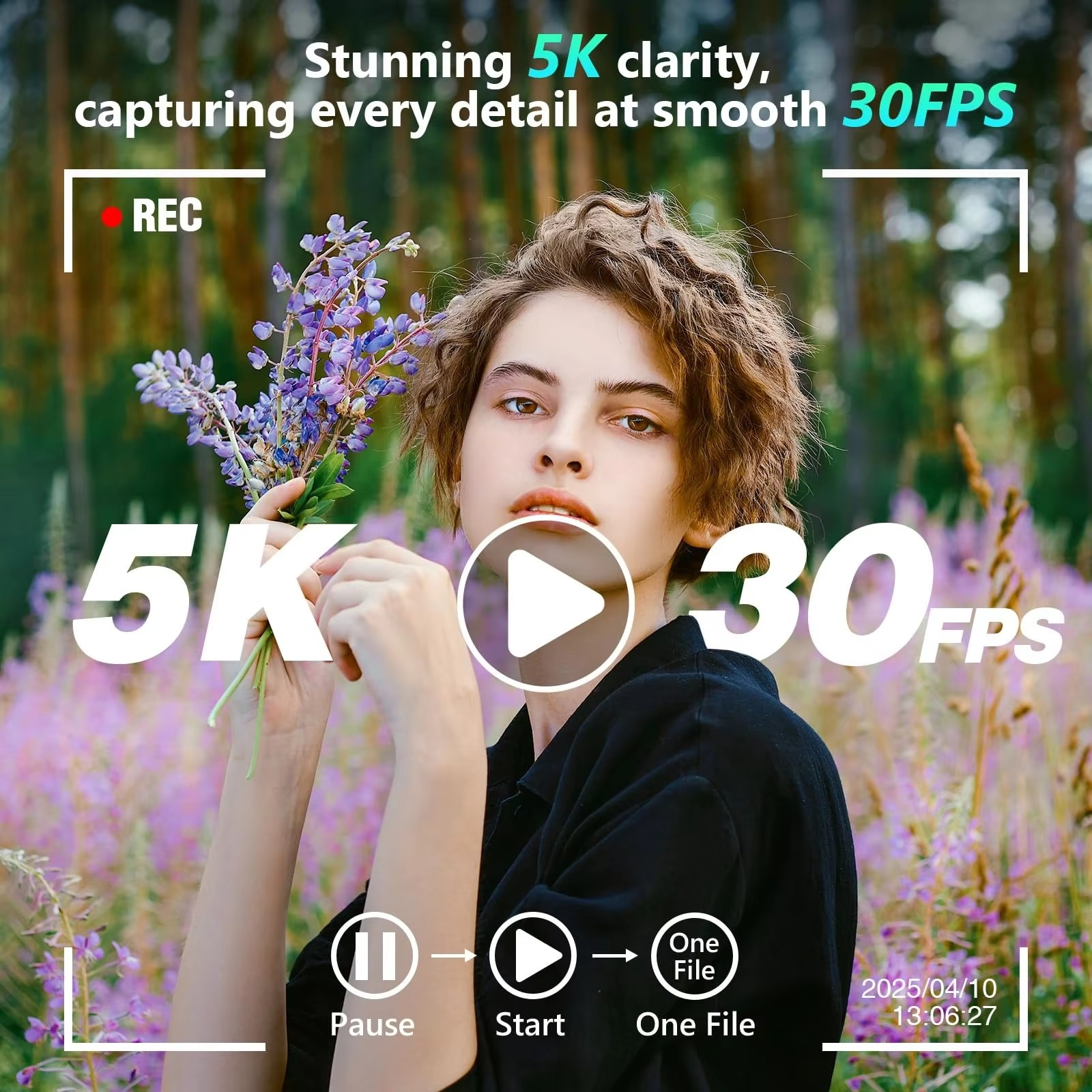 5K 80MP Digital Camera for Photography 6-Axis Stabilization 270° Flip Screen Camera 18X Digital Zoom Dual-Len Video Vlogging Cam