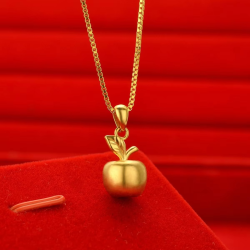 high quality Gold 9999 Apple Pendant 24k Real Gold Christmas Eve Love Pendant Necklace to send girlfriend Christmas giftAU750