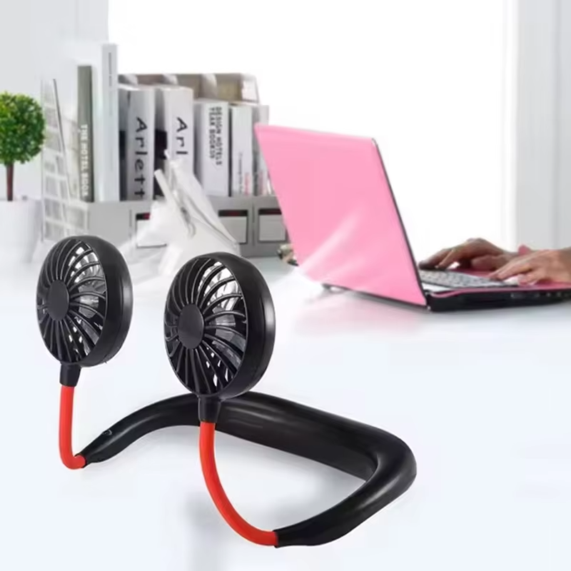 High Quality Headphone Design Hand Free Traveling Outdoor Portable Usb Rechargeable Led Neck Fan Mini Handheld Fan