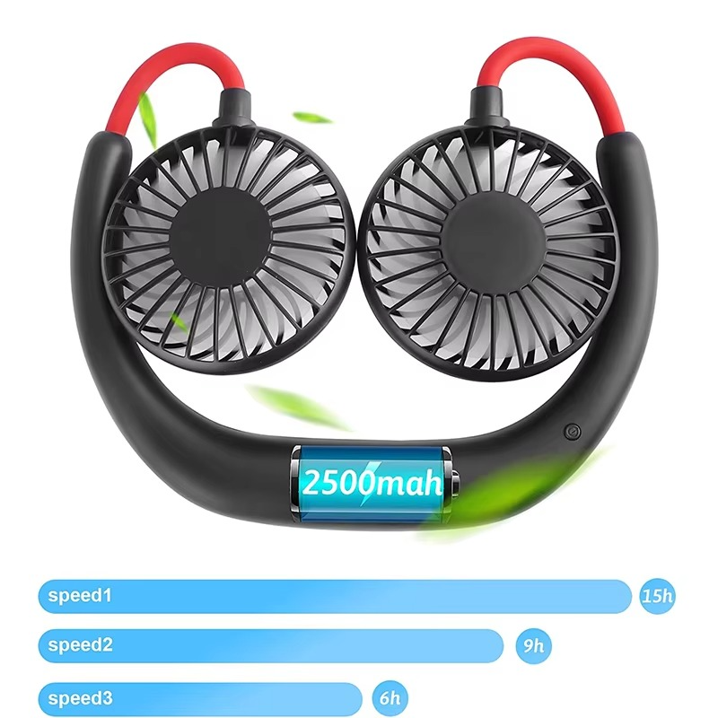 High Quality Headphone Design Hand Free Traveling Outdoor Portable Usb Rechargeable Led Neck Fan Mini Handheld Fan