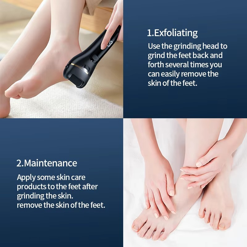 Rechargeable Electric Foot Grinder - USB Powered Callus Remover with Adjustable Speeds, for Men & Women's Pedicure and Self-Care