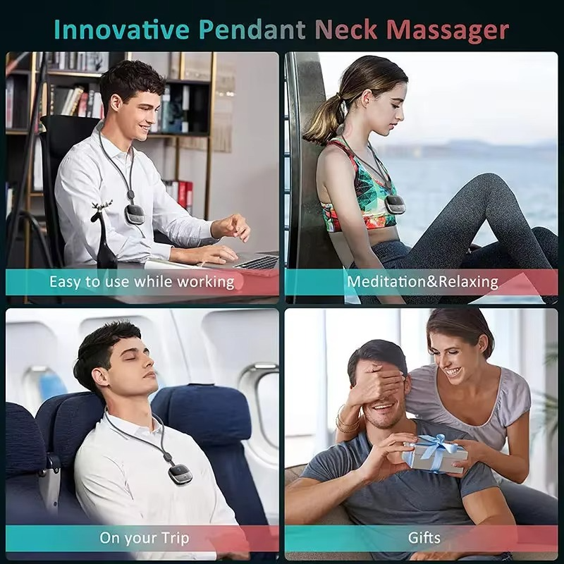 Hands-Free Neck Massager with Heat - Portable Wearable for Shoulder & Cervical Massager at Office & Home