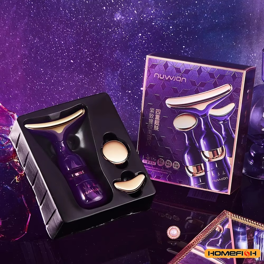 HOMEFISH 3 In 1 Facial Lifting Device Neck Facial Eye Massage Face Slimmer EMS Beauty Skin Tightening Wrinkle Anti Face Massager