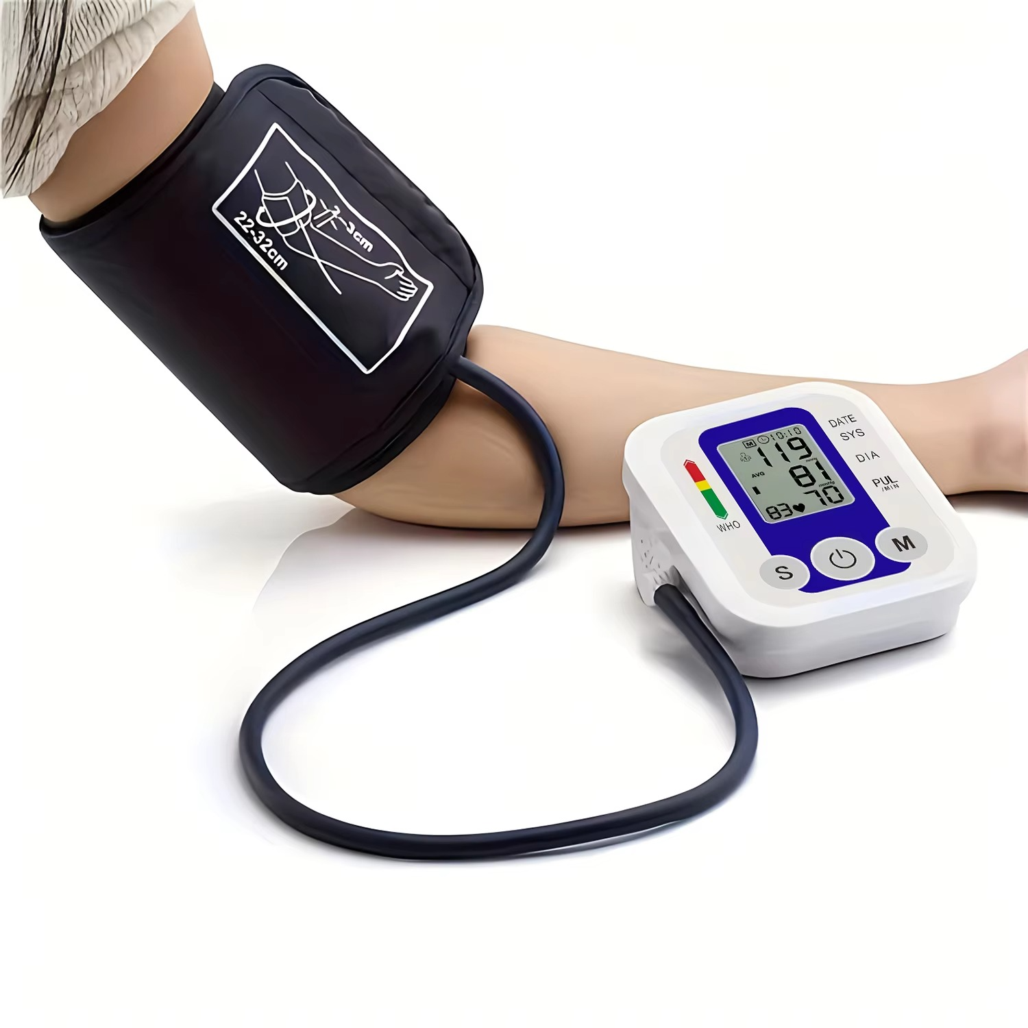 Digital Arm Blood Pressure Test Kit Cuff Sensor Monitor BP Automatic Pressure Tonometer Tensiometer Heart Rate Pulse Meter
