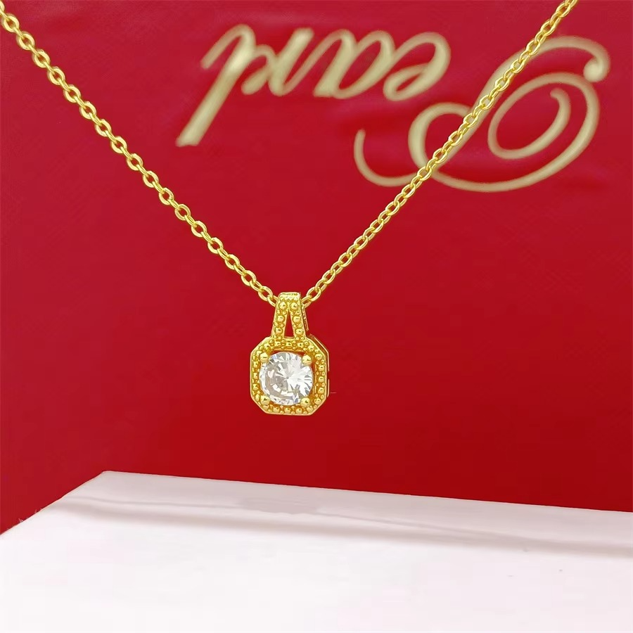 24K AU999 Gold Women’s Necklace - Elegant Pendant Design, Perfect for Daily Chic & Office Style