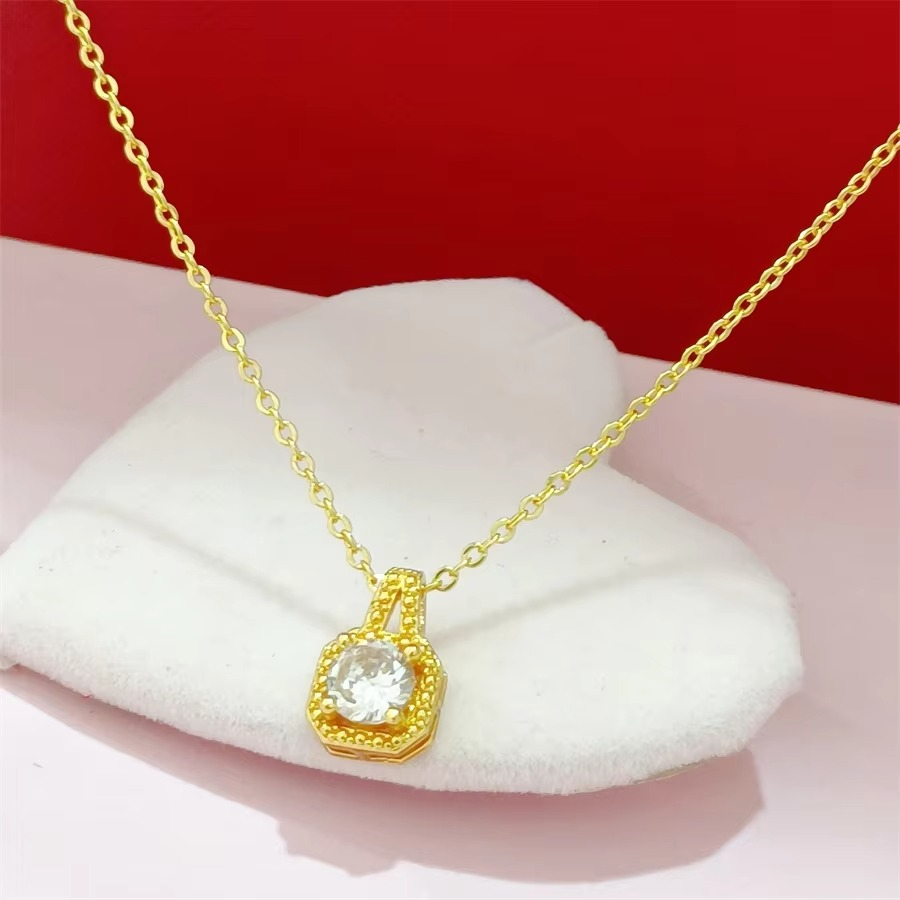 24K AU999 Gold Women’s Necklace - Elegant Pendant Design, Perfect for Daily Chic & Office Style