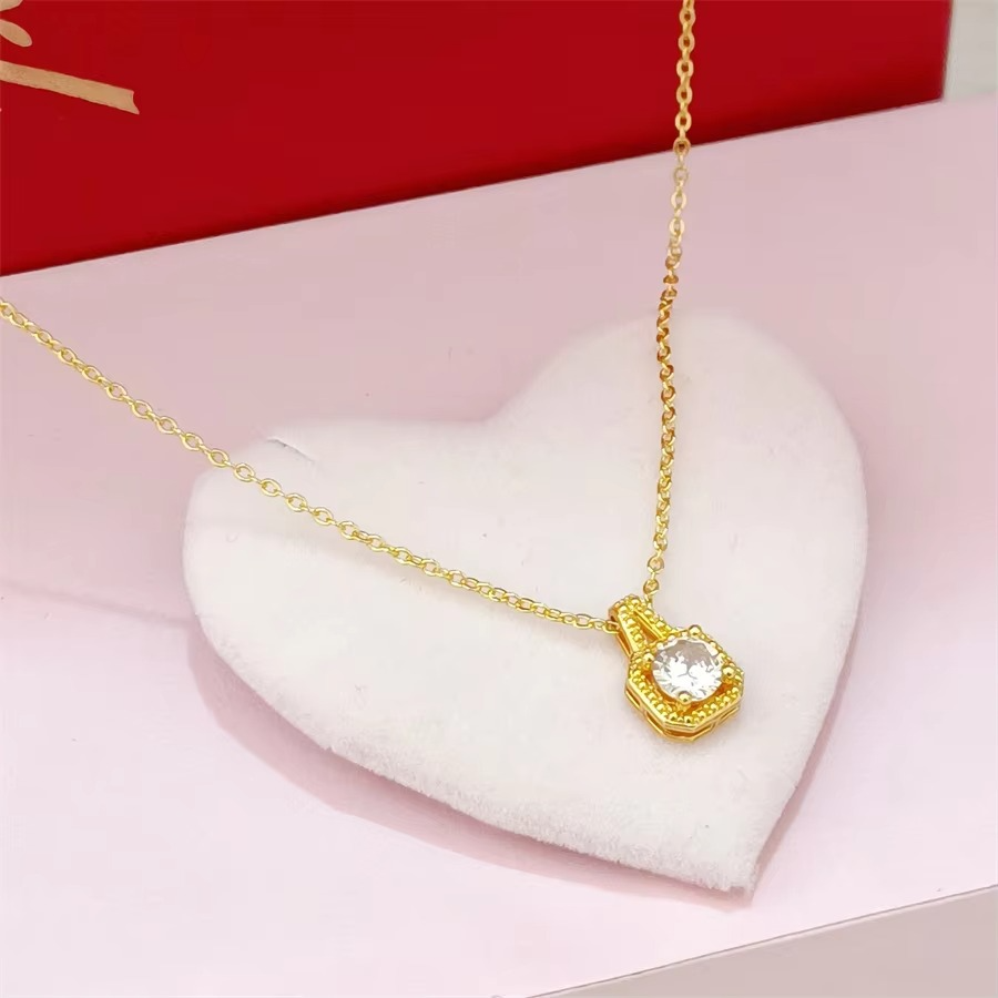 24K AU999 Gold Women’s Necklace - Elegant Pendant Design, Perfect for Daily Chic & Office Style