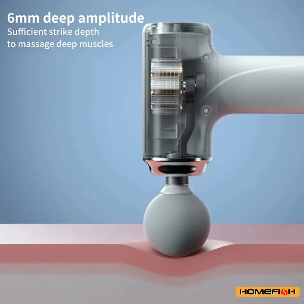 HOMEFISH Portable Electric Massage Gun with 4 Interchangeable Heads & LED Light for Full Body Relaxation Electric Massage Gun