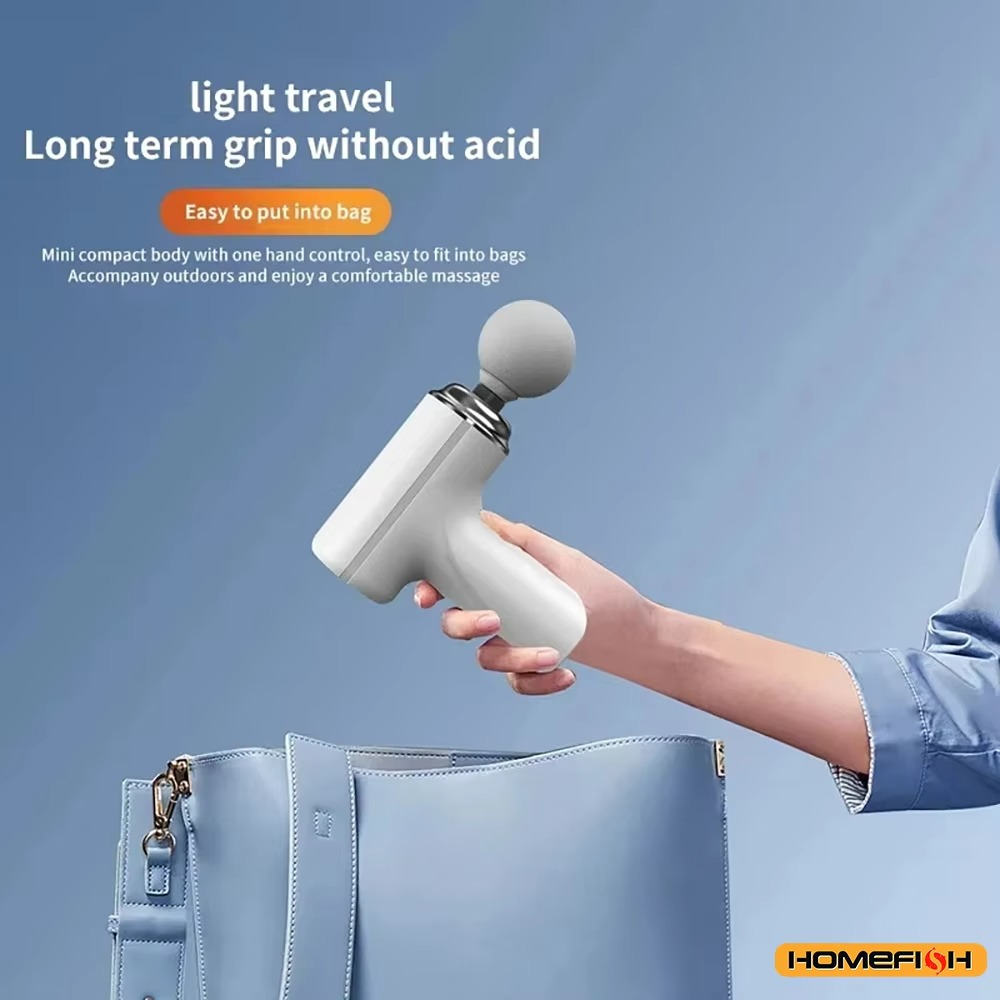 HOMEFISH Portable Electric Massage Gun with 4 Interchangeable Heads & LED Light for Full Body Relaxation Electric Massage Gun