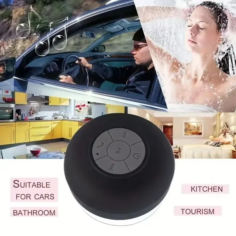 Portable Bluetooth Wireless Speaker Waterproof with Suction Cup Small Stereo for Car Bathroom Mobile Music Listening