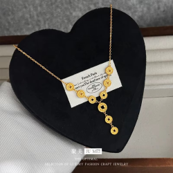 9999 24K real gold new Chinese design coin necklace fashionable high appearance and lots of collarbone chain