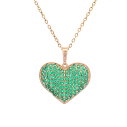 Luxury 24K 9999 Pure Gold Green Love Pendant Fashion European and American Style Micro-inlaid Necklace Pendant