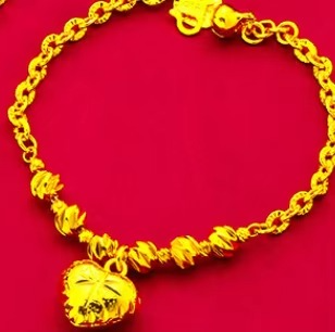 Heart Necklace & Bracelet Set for Women, 24K Gold, AU999 | Solid hearts with adjustable chain & clasp, practical for everyday us
