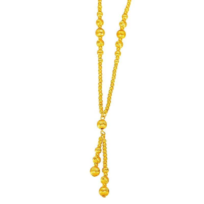 Luxury 24K 9999 Pure Gold real gold Women's Cat's Eye Bead Chain