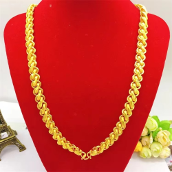 24K real gold fried dough twisted necklace 60cm long men's 9999 24K real gold fried dough twisted men's gold necklace gold jewel