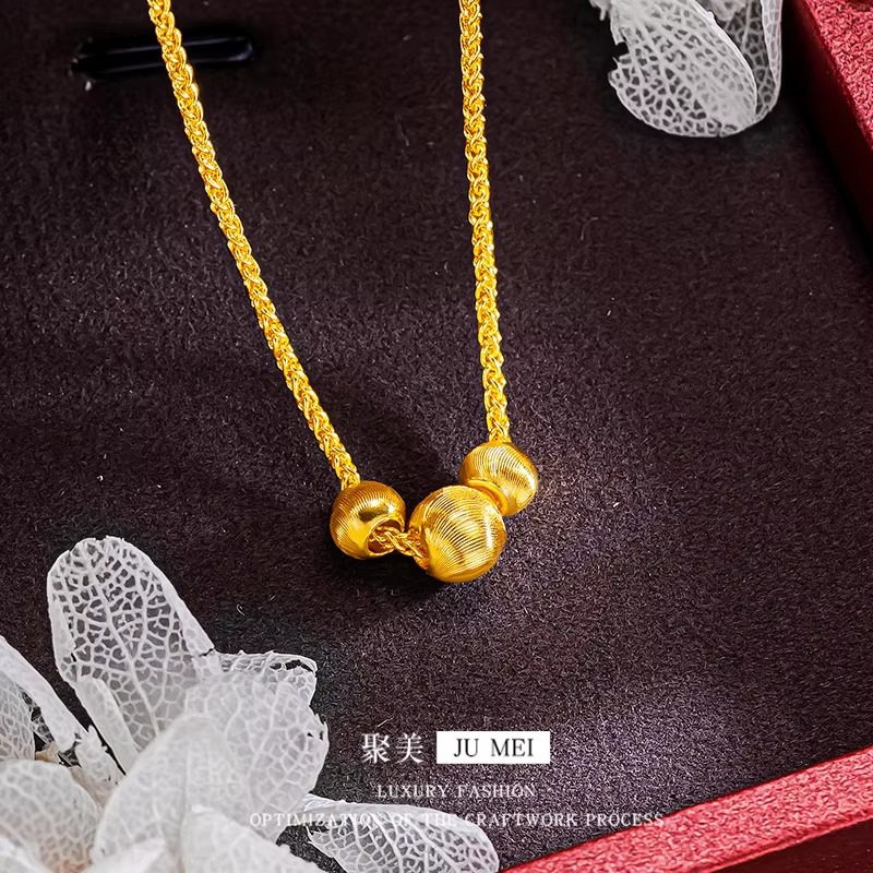 9999 24K real gold store with the same gold women's necklace, high-end, beautiful, personalized, and versatile
