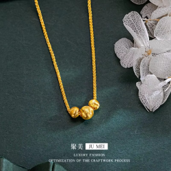 9999 24K real gold store with the same gold women's necklace, high-end, beautiful, personalized, and versatile
