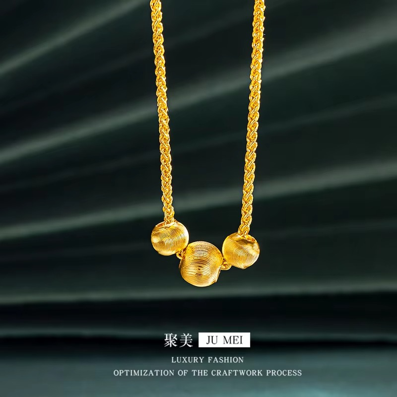 9999 24K real gold store with the same gold women's necklace, high-end, beautiful, personalized, and versatile