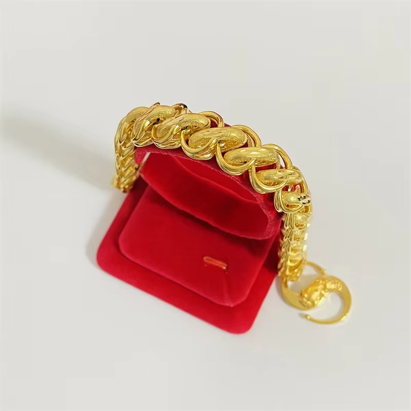 Luxurious fashion 9999 24K real gold jewelry Fuzi buckle Thai bracelet men's faucet bracelet frosted bracelet