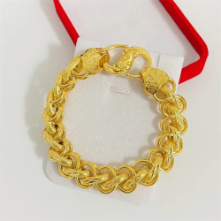Luxurious fashion 9999 24K real gold jewelry Fuzi buckle Thai bracelet men's faucet bracelet frosted bracelet