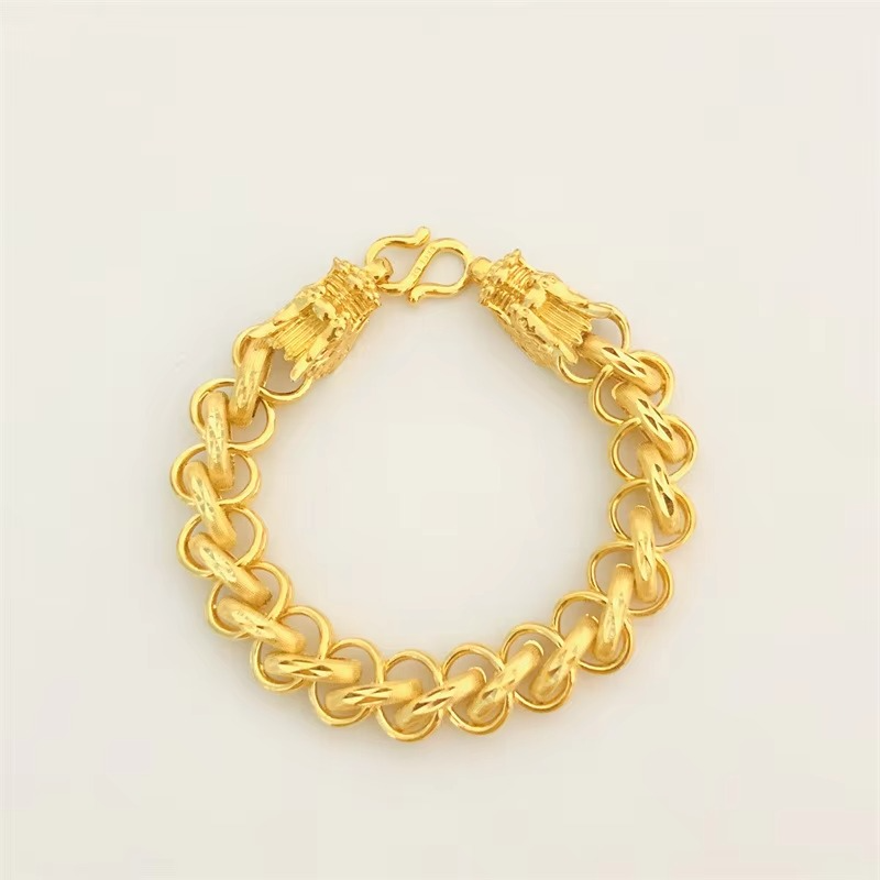 Luxurious fashion 9999 24K real gold jewelry Fuzi buckle Thai bracelet men's faucet bracelet frosted bracelet