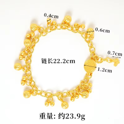 Luxury 24K 9999 Pure Gold Pumpkin Bracelet Blessed Chinese Style Vintage Personalized Light Luxury Women's Bracelet
