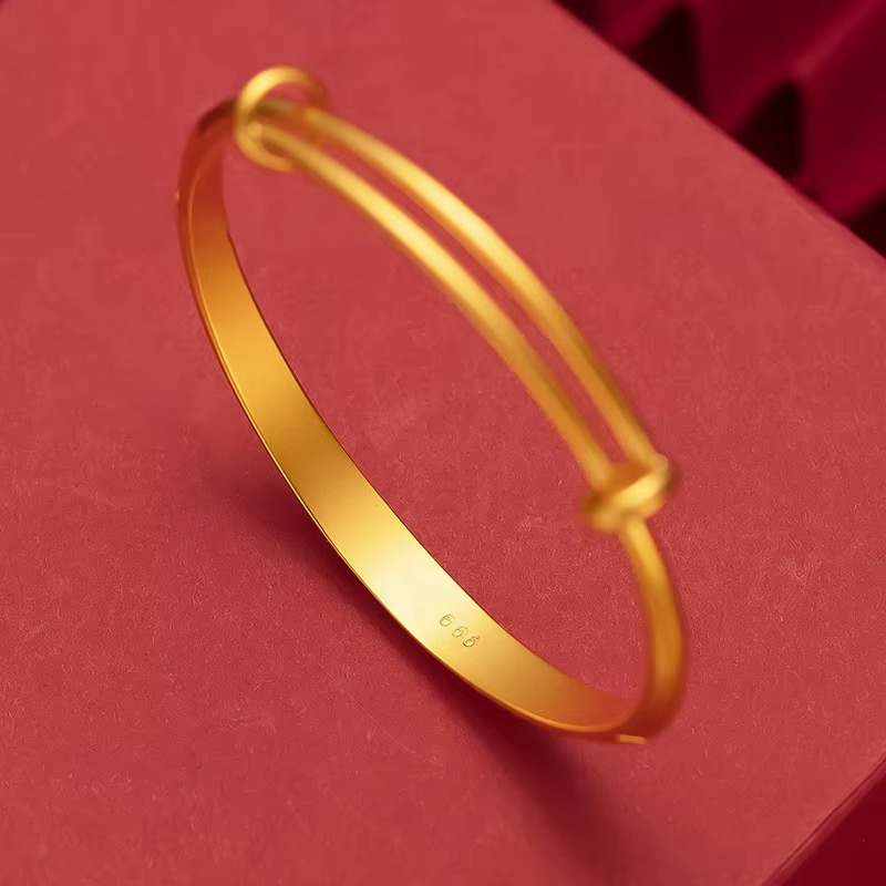 Gold 9999 women's bracelet boutique car flower fashionable light sand triangle push and pull bracelet 24K real gold bracelet