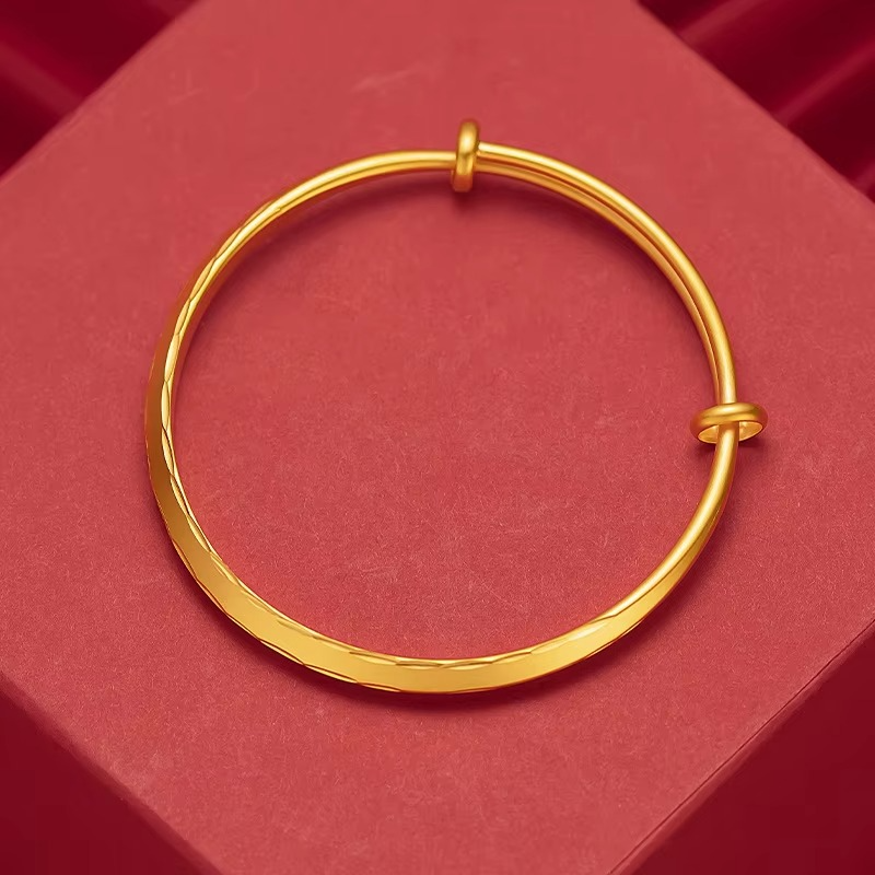 Gold 9999 women's bracelet boutique car flower fashionable light sand triangle push and pull bracelet 24K real gold bracelet