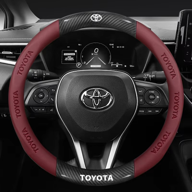 Carbon Fiber Leather Steering Wheel Cover for Toyota Vios Hilux Camry Harrier Innova Rush Yaris Alphard Hiace Corolla Cross RAV4