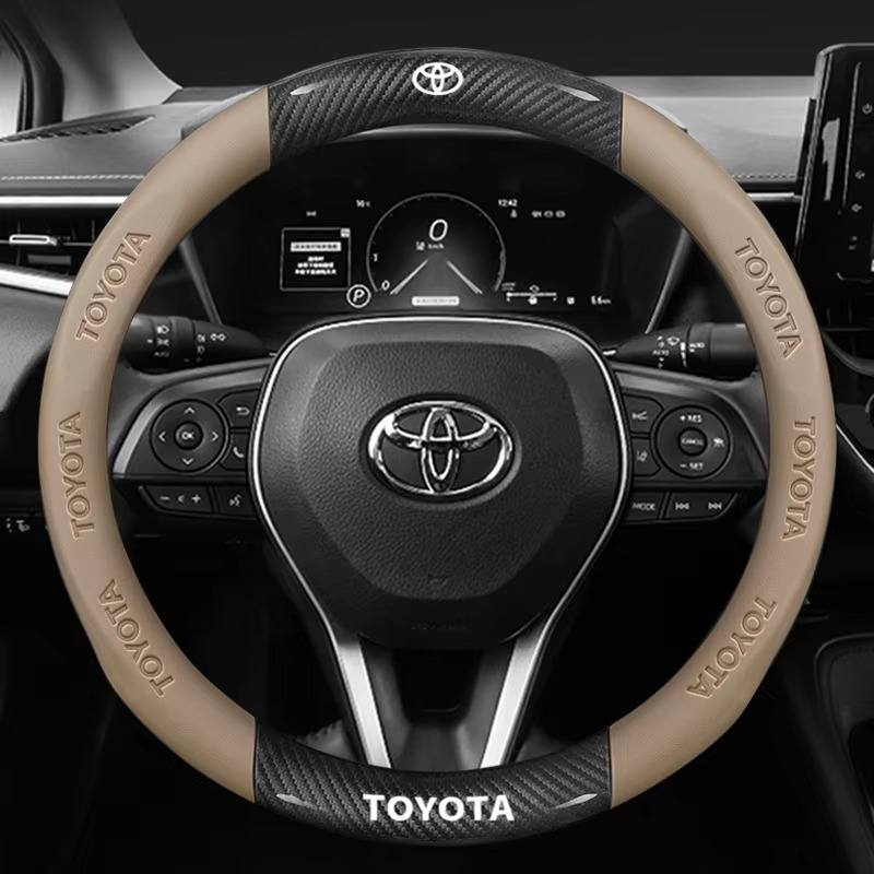 Carbon Fiber Leather Steering Wheel Cover for Toyota Vios Hilux Camry Harrier Innova Rush Yaris Alphard Hiace Corolla Cross RAV4