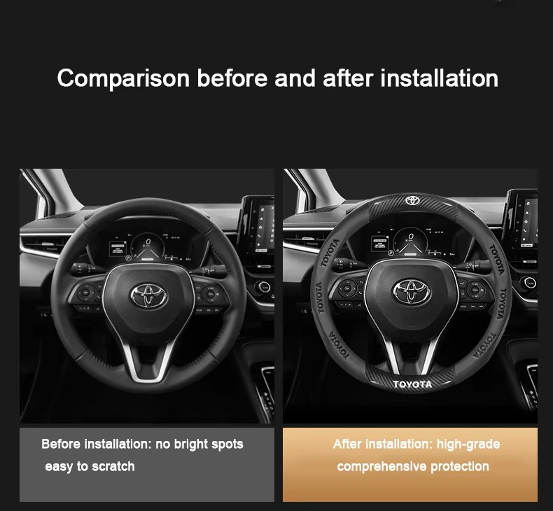 Carbon Fiber Leather Steering Wheel Cover for Toyota Vios Hilux Camry Harrier Innova Rush Yaris Alphard Hiace Corolla Cross RAV4