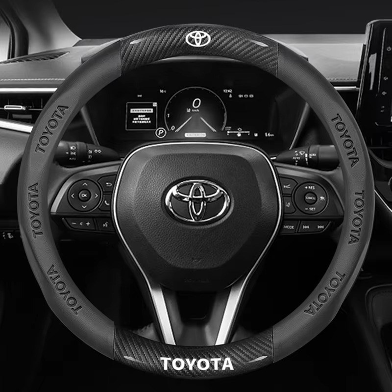 Carbon Fiber Leather Steering Wheel Cover for Toyota Vios Hilux Camry Harrier Innova Rush Yaris Alphard Hiace Corolla Cross RAV4