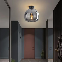 DAMIASMIL Nordic Ceiling Light Cognac Glass Ceiling Lamp LED Minimalist for Living Dinning Aisle Creative Home Decor Lighting
