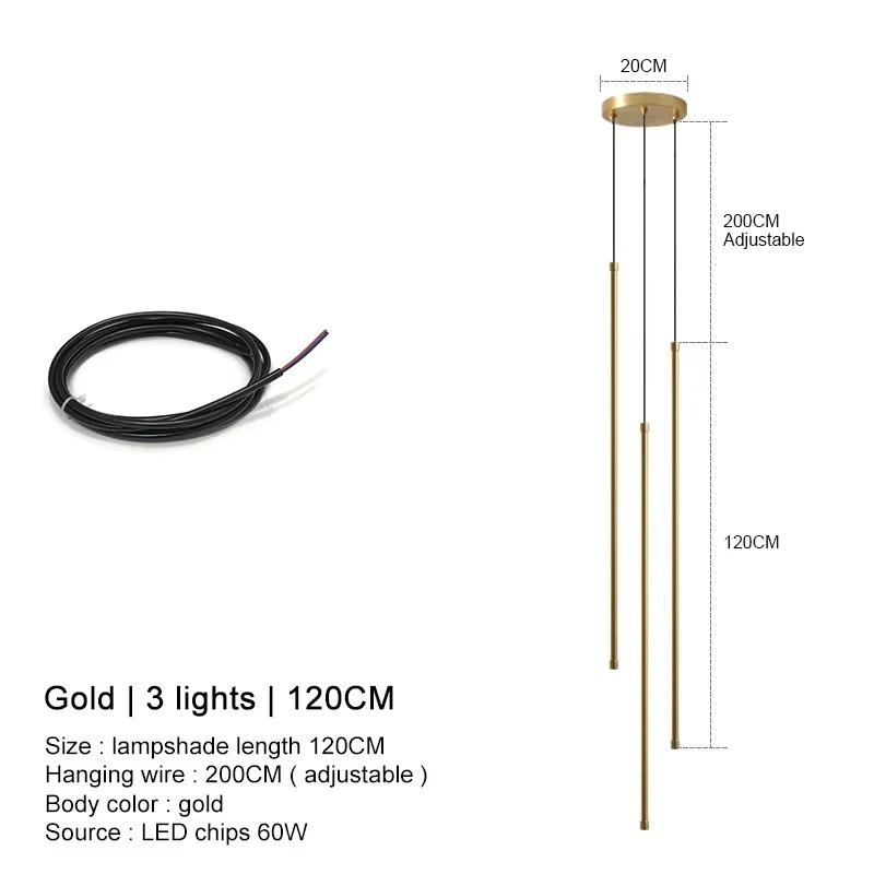 Modern straight LED Chandelier hanging light fixtures for dining room Black island Pendant Lights bedroom Background Lamp