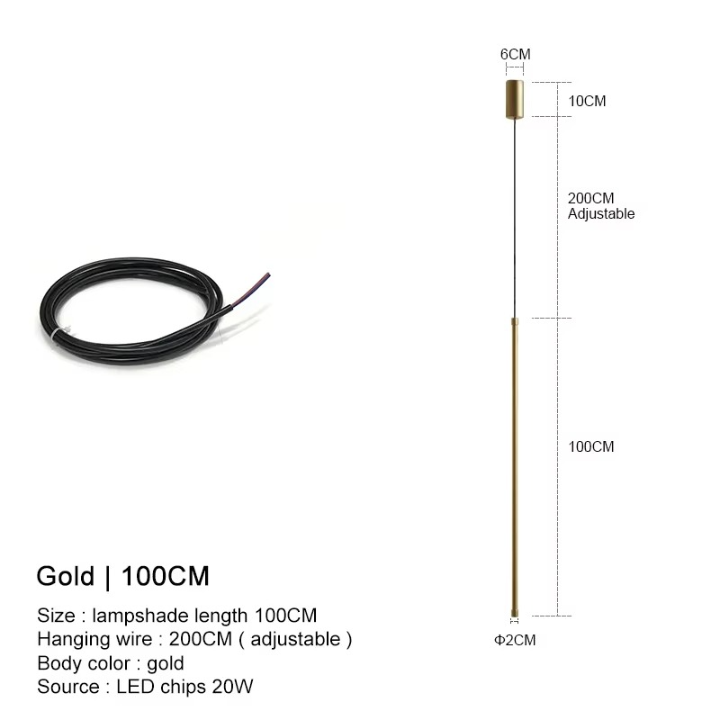 Modern straight LED Chandelier hanging light fixtures for dining room Black island Pendant Lights bedroom Background Lamp
