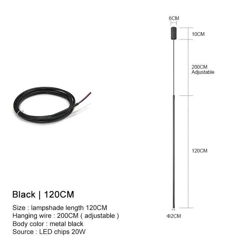 Modern straight LED Chandelier hanging light fixtures for dining room Black island Pendant Lights bedroom Background Lamp