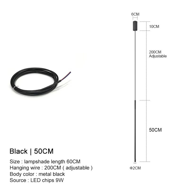 Modern straight LED Chandelier hanging light fixtures for dining room Black island Pendant Lights bedroom Background Lamp