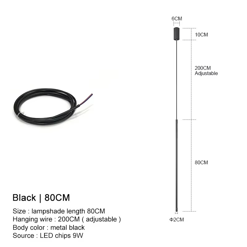 Modern straight LED Chandelier hanging light fixtures for dining room Black island Pendant Lights bedroom Background Lamp