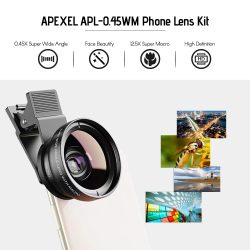 APEXEL 2 in 1 HD Camera Lens 0.45x Super Wide Angle&12.5x Macro Mobile Lens Phone Lens For iPhone 11 Xiaomi Samsung